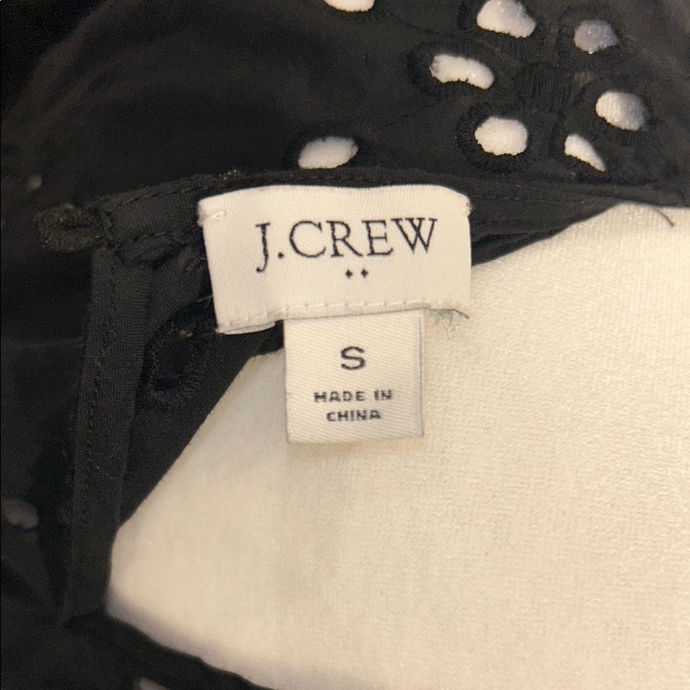 J.Crew Black Eyelet Tiered Popover Top, Size Small - Picture 6 of 8